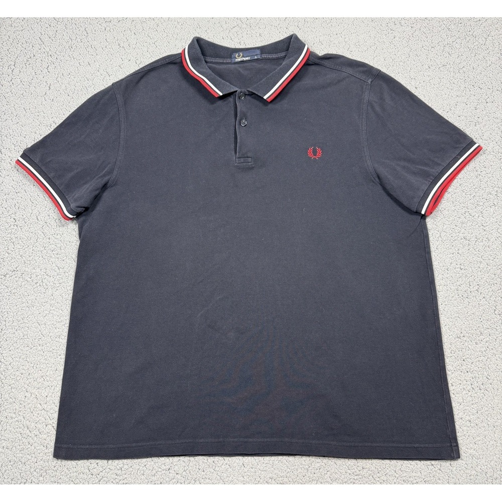 Fred Perry Polo Shirt Mens XL Blue Twin Tipped Collar Cotton Pique Casual Top